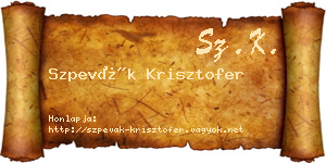 Szpevák Krisztofer névjegykártya